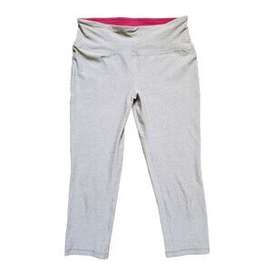 NYL Capri Legging Women Large Workout Gray Pink Gym Yoga Run Crossfit Sport EUC